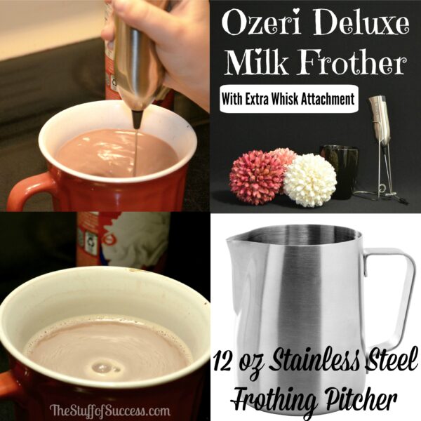 Ozeri Deluxe Milk Frother With Extra Whisk Attachment and Stainless Steel Frothing Pitcher