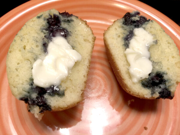 Blueberry muffins with butter