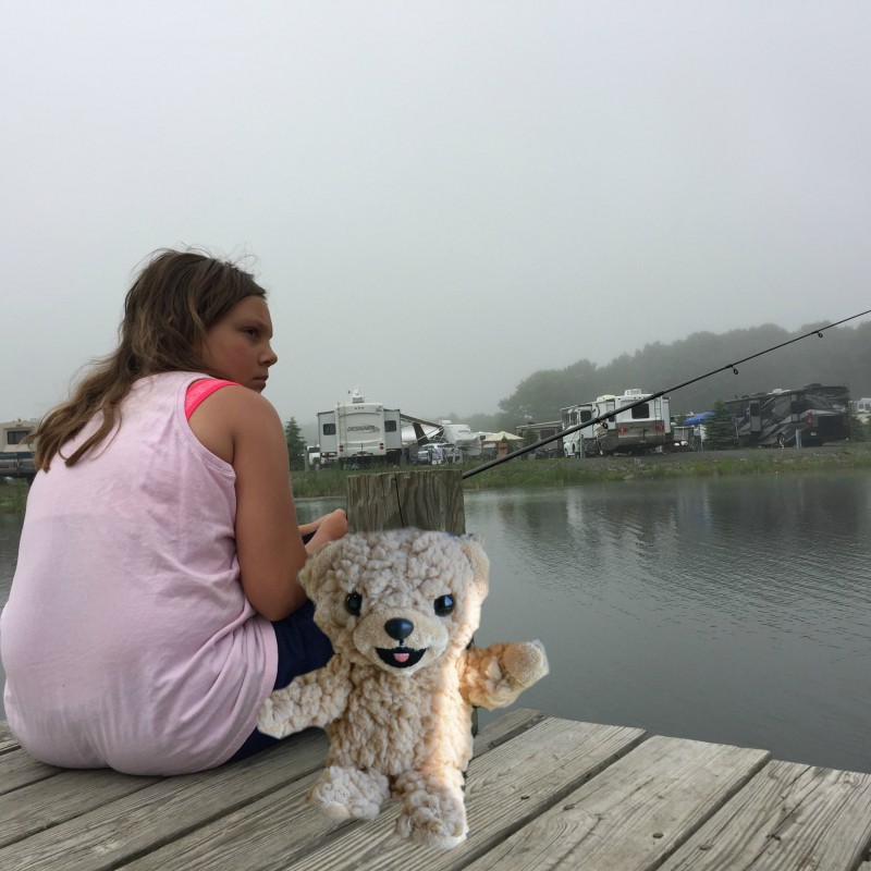 Snuggle Bear has gone fishing