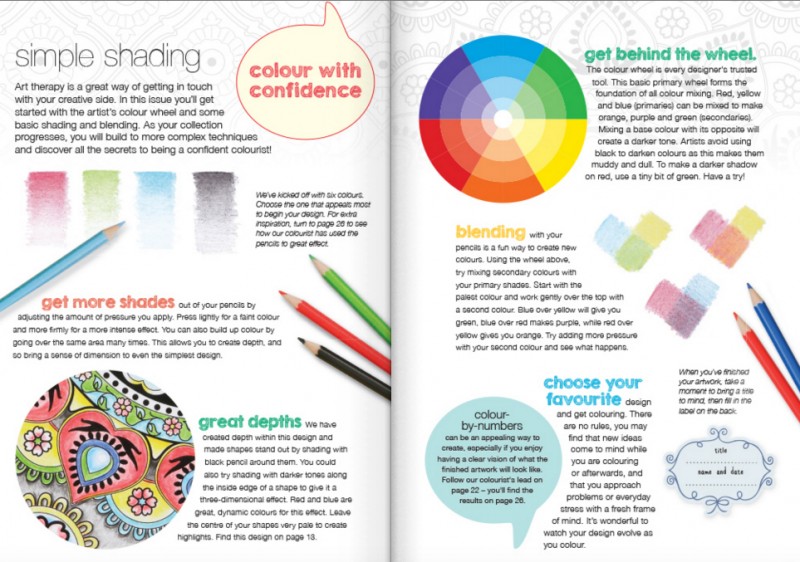Coloring tips inside magazine