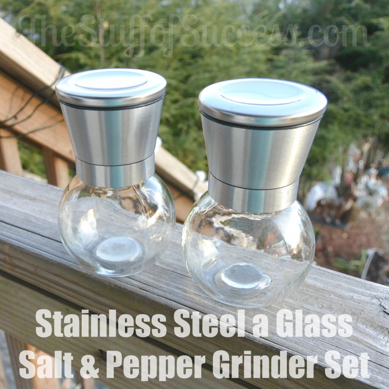 Stainless Steel a Glass Salt & Pepper Grinder Set