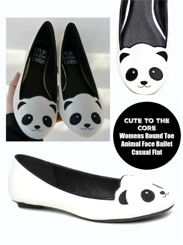 Cute to the Core Womens Round Toe Animal Face Ballet Casual Flat