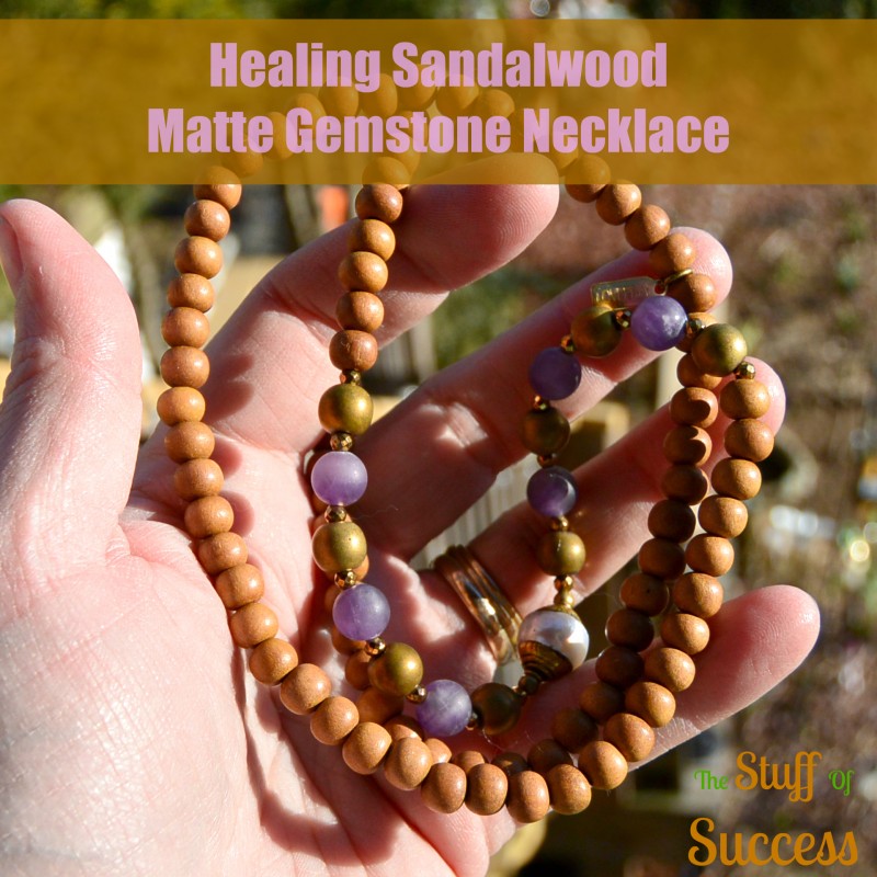 Healing Sandalwood and Matte Gemstone Necklace