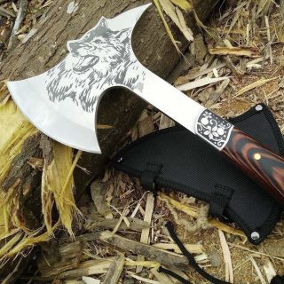Camping Axe With Sheath & Hammer - Bushcraft Hatchet, High Carbon Steel, Aluminum Handle