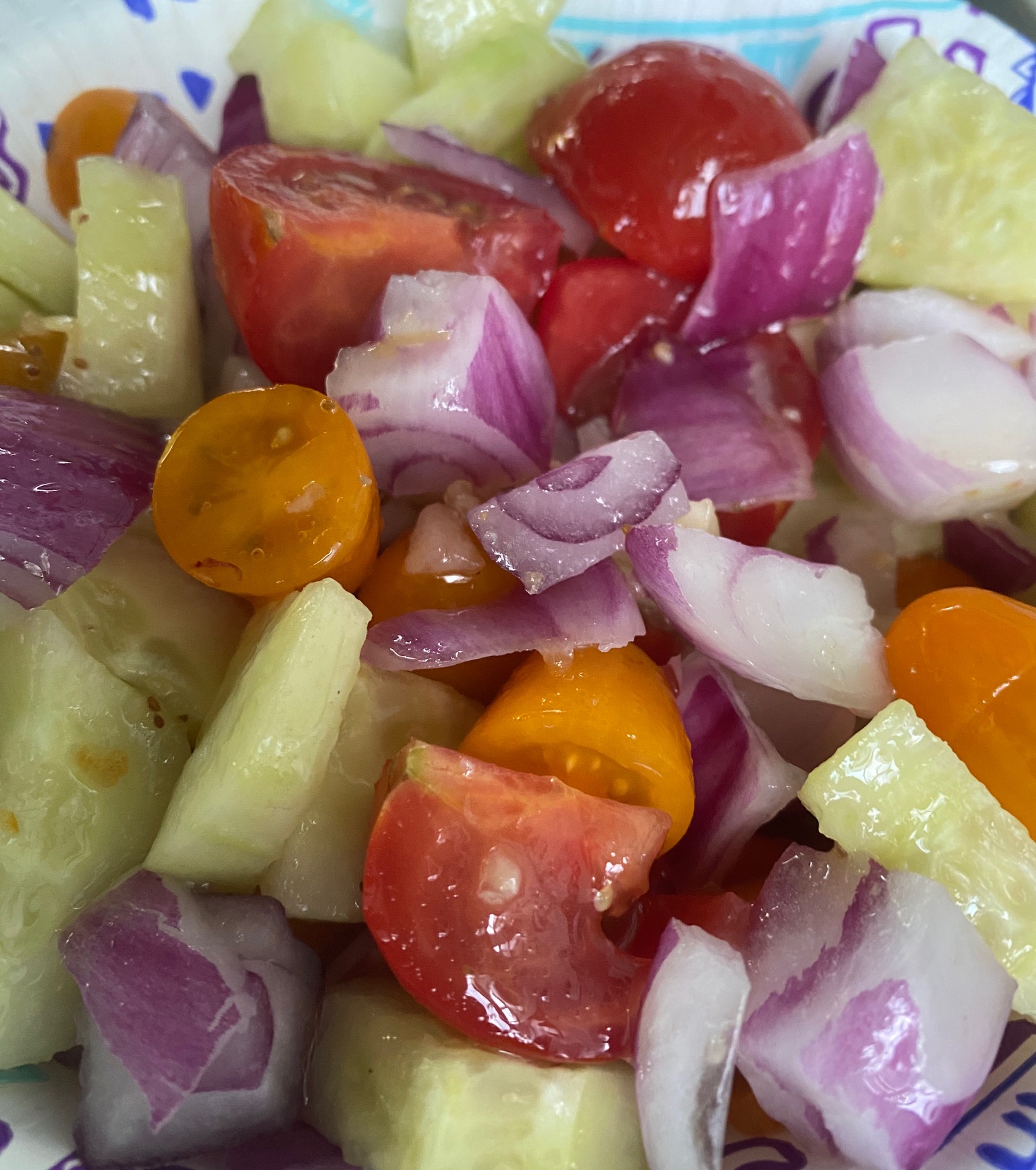 Various Cherry Tomatoes, Cucumber, Red Onion With Lite Vinaigrette
